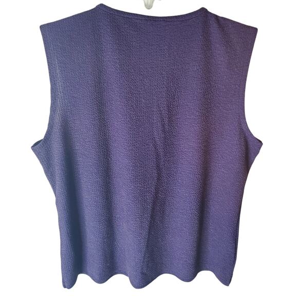 Calvin Klein Dark Purple Crepe Sleeveless Shell Blouse, XL - Picture 3 of 6